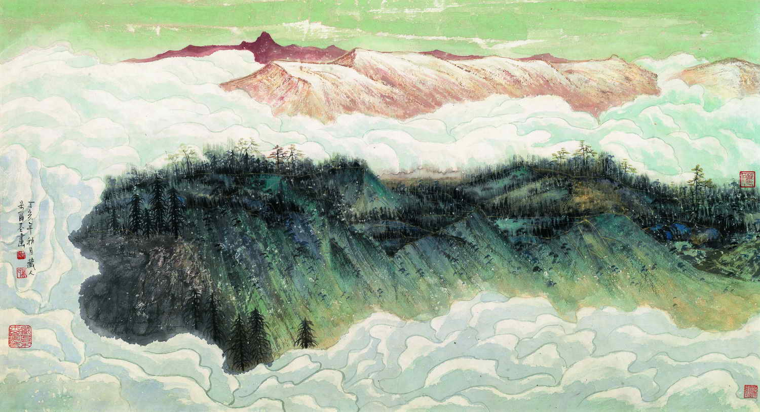 朵尔基 金碧山水画