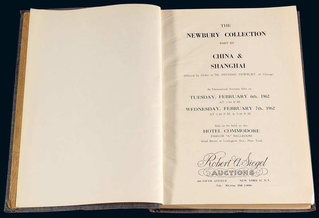 L 1962年2月美国Robert A.Siegel公司举办纽伯利（Newbury）华邮专集拍卖目录精装本一册