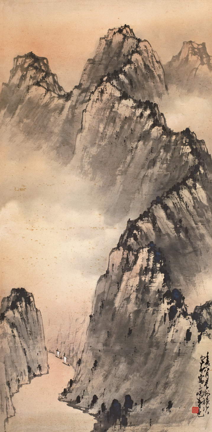 赵少昂 三峡暮色  