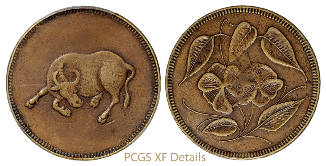 四川水牛背杜鹃花黄铜币/PCGS XF Details