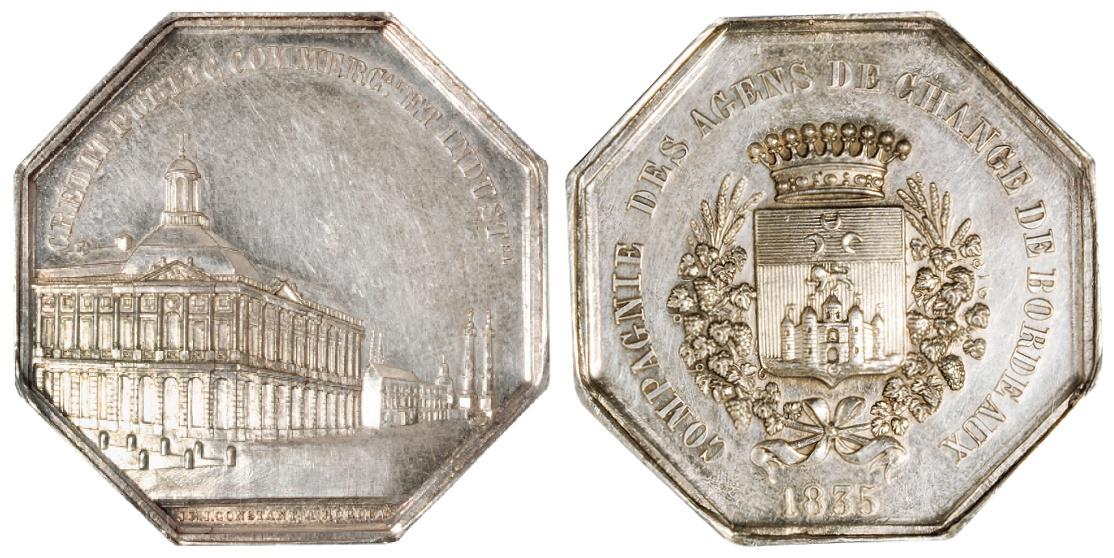 1835年法国巴黎造币局新址建立五十周年纪念银币样币/PCGS MS63