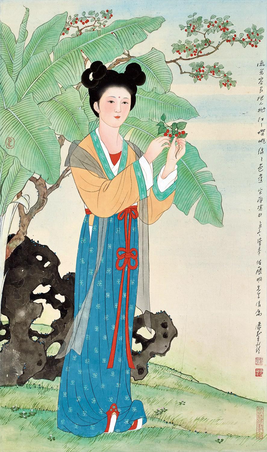 潘絜兹 蕉阴仕女  