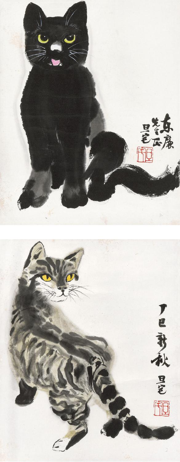 刘旦宅 双猫  