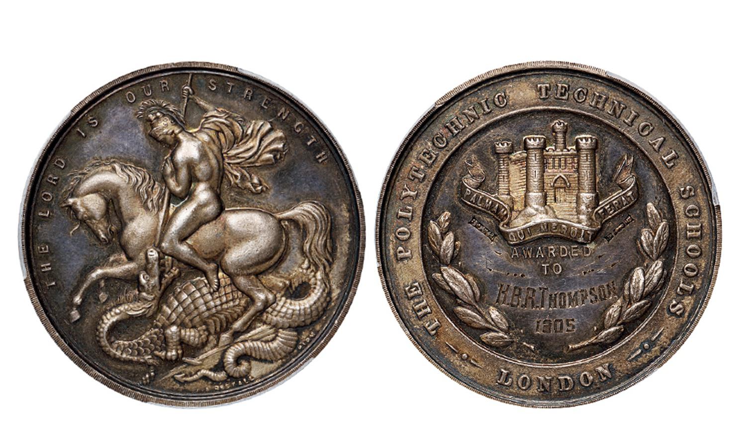 英国伦敦理工技术学校纪念银章/PCGS SP64