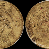 1905年乙巳奉天省造光绪元宝二十文铜币一枚，PCGS AU55金盾