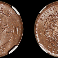 1902年湖北省造光绪元宝十文铜币一枚，水龙，品相极佳，NGC MS64BN
