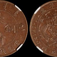 1909年己酉大清铜币二十文一枚，CNCS AU58BN
