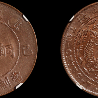 1909年己酉大清铜币二十文一枚，NGC MS63BN