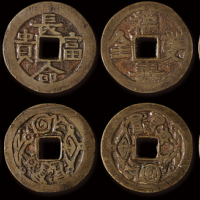 清代“三元及第”、“禄位高升”、“长命富贵”、“福寿双全”、“人生一乐”、“玉堂富贵”花钱各一枚，计六枚，直径：27-28.5毫米，美品