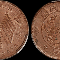 1920年河南省造中华民国双旗嘉禾十文铜币一枚，异旗、中低花版，PCGS MS63BN金盾