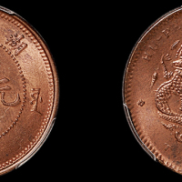 1902年湖北省造光绪元宝十文铜币一枚，背水龙，PCGS MS64RB
