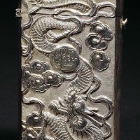 民国·银质浮雕龙纹名片盒、烟盒各一件