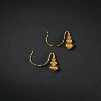 明·金质瓜棱葫芦形耳坠一对
