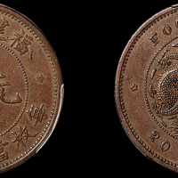 1901年福建官局造光绪元宝二十文铜币一枚，PCGS AU58金盾