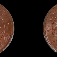 1900年广东省造光绪元宝壹仙铜币一枚，品相难得，PCGS MS65BN金盾