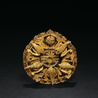 清·金质累丝“五福捧寿”火焰结顶饰