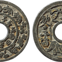 清“敕令”背十二生肖铅质花钱一枚，直径35.3mm，极美品