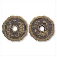 清“鬼神”背“五毒”八角形花钱