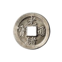 光绪通宝背宝津黄铜、红铜、白铜机制方孔钱各一枚
