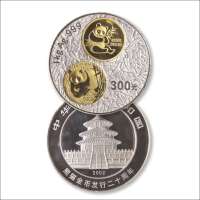 2002年纪念熊猫金币发行二十周年纪念1公斤（镶金）银币
