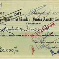 1940年英商麦加利银行$60,000支票 八品