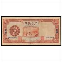 民国二十四年（1935年）中央银行四川兑换券重庆壹圆
