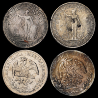 1901年、1907年香港“站人”壹圆和1893年、1894年墨西哥“鹰洋”共4枚 极美