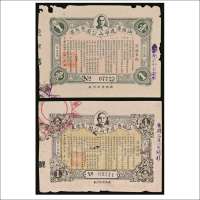 民国二十二年（1933年）汕头筹建中山公园有奖券壹圆两枚不同