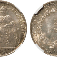 1930年美国贸易银贰角银币一枚，俗称“坐洋”，原味，NGC MS 66