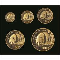 1987年熊猫纪念精制金币（P版）一套五枚