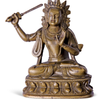 清末民国初持剑菩萨像一尊（所持之剑可取下），高112mm，宽70mm。民国古泉大家旧藏。