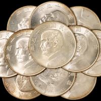 民国二十三年孙中山像背帆船壹圆银币十一枚，均原光，近未使用至完全未使用品