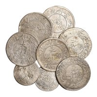 1907-1909年新疆喀什造大清银币五钱、二钱银币一组八枚