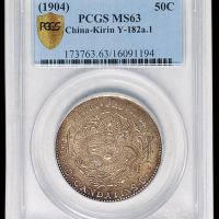 1904年甲辰吉林省造光绪元宝库平三钱六分银币一枚，PCGS MS63