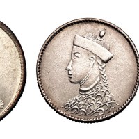 1903年光绪像四川卢比有领直花版1卢比、1/2卢比、1/4卢比银币各一枚