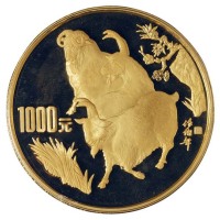 1991年辛未(羊)年生肖纪念金币12盎司 完未流通