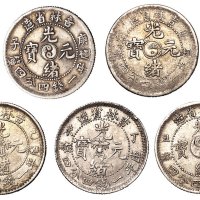 己亥、庚子、辛丑、甲辰、丁未年吉林省造光绪元宝库平一钱四分四厘银币各一枚