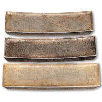 清末民初越南“陈美新”、“徐祥记造”、“徐美丽”船形银条各一枚，重量：365.5克、371.2克、381.0克，品相均佳