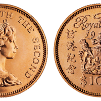 1973年英女皇访港纪念1000元金币一枚，面值：1000港元，完全未使用品