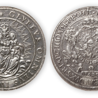 1625年德国巴伐利亚圣母像银币一枚，NGC XF Details