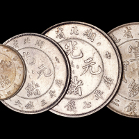 1895年湖北省造光绪元宝库平七钱二分、三钱六分、一钱四分四厘、七分二厘银币各一枚；1909年湖北省造宣统元宝库平七钱二分银币一枚，共计五枚，极美至完全未使用品