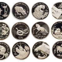 1988-1999年十二生肖一盎司加厚纪念银币全套十二枚
