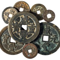 清代“咸丰重宝”、“咸丰元宝”、“光绪通宝”、“同治通宝”宝晋局部颁样钱各一枚