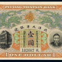 清代李鸿章像北洋天津银号通用银元票壹圆一枚