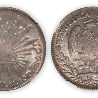 1883年墨西哥“鹰洋”银币一枚,NGC MS63