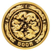 1988年龙年五盎司精制金币一枚，成色99.9％，面值500元，发行量3000枚，附证书，未附原盒