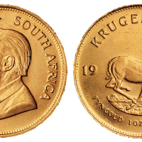1972年南非一盎司金币一枚，重量：34.02克，完全未使用品