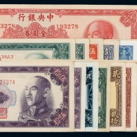 民国时期中央银行不同年份、不同面额、不同版别纸币一组三十五枚