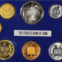 1981年中国人民银行硬币1分至壹圆全套八枚装帧册一册，原包装，铜币均有些许氧化痕迹