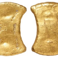 南宋“陈二郎 十分金”六戳记十两金铤一枚 极美品